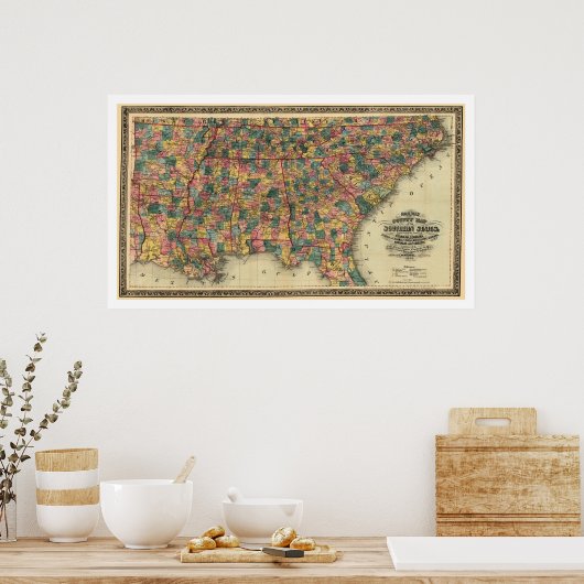 南州鉄道地図1864 ポスター (キッチン)