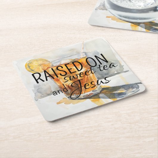 南心地よい:甘いお茶とイエスの上で育つ スクエアペーパーコースター (アングル)