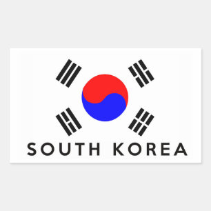 南朝鮮の国旗の記号の名前の文字 長方形シール