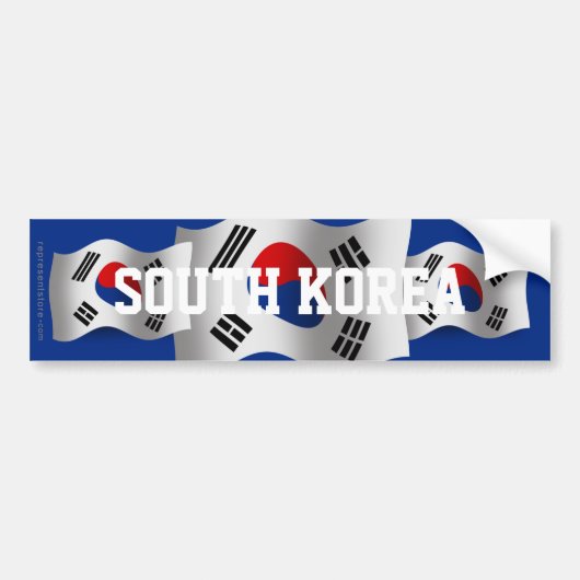 南朝鮮の振る旗 バンパーステッカー (正面)