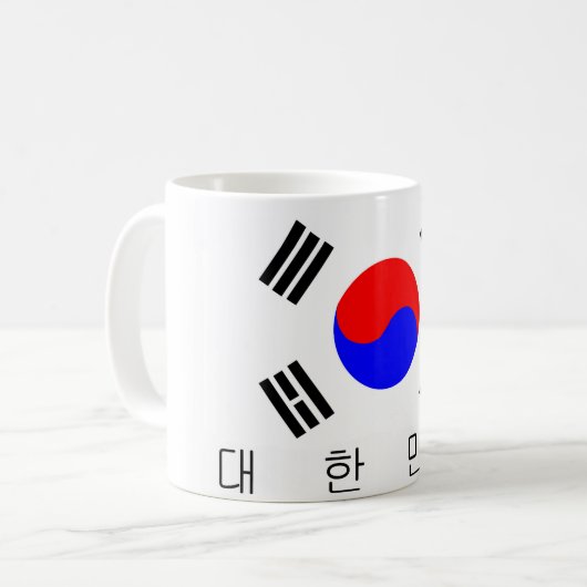 南朝鮮の旗の国の韓国の文字の名前 コーヒーマグカップ (正面左)