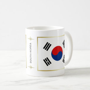 南朝鮮の旗 + 地図のマグ コーヒーマグカップ