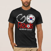 南朝鮮はTシャツ赤のワールドカップの黒の行きます Tシャツ (正面)