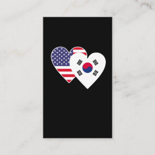 南朝鮮米国の旗の双生児のハートの韓国系アメリカ人 名刺