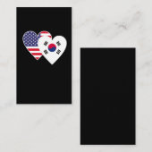 南朝鮮米国の旗の双生児のハートの韓国系アメリカ人 名刺 (正面/裏面)