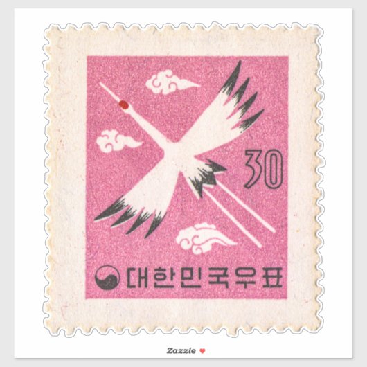南朝鮮 赤い冠のツル 郵便切手 1960年 シール (シート)