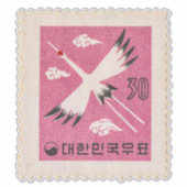 南朝鮮 赤い冠のツル 郵便切手 1960年 シール (正面)