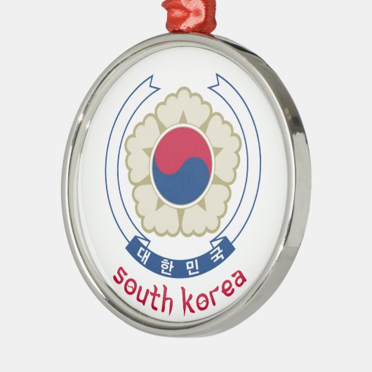 南朝鮮-韓国語かアジアまたはアジア人または紋章または旗 メタルオーナメント (左)