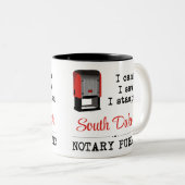 南来ダコタ州の公証人が刻印された ツートーンマグカップ (正面右)