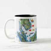 南東アジアの地図 ツートーンマグカップ (左)