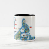 南東アジアの地図 ツートーンマグカップ (中央)