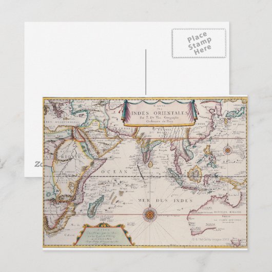 南東アジアの地図 ポストカード (正面/裏面)