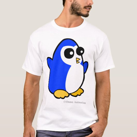 南極からの青い漫画のペンギン Tシャツ (正面)