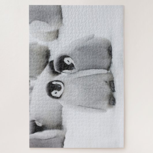 南極でコウテイペンギンが氷に浮かぶ ジグソーパズル (縦)