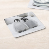 南極でコウテイペンギンが氷に浮かぶ スクエアペーパーコースター (アングル)