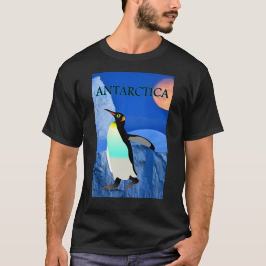 南極のエンペラーペンギン 満月 氷河を救え Tシャツ (正面)