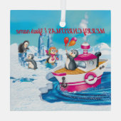 南極のペンギン ガラスオーナメント (裏面)