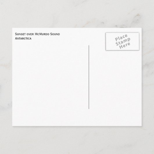 南極のマクマードサウンドに沈む夕日 ポストカード (裏面)