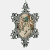 南極のヴィンテージの地図 スノーフレークピューターオーナメント (左)