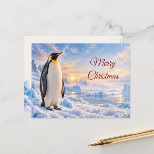 南極の冬の皇帝ペンギン クリスマス (正面/裏面インサイチュ)