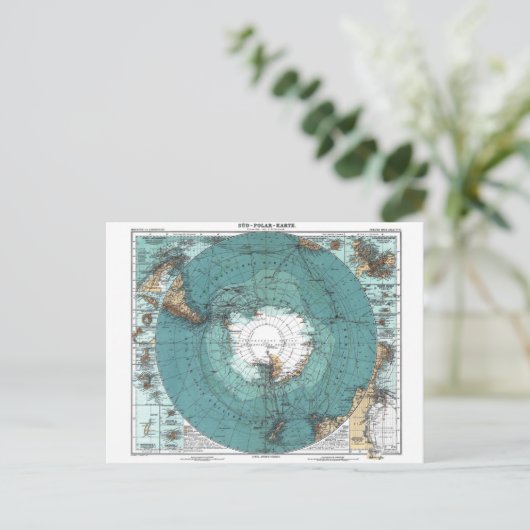 南極の地図 ポストカード (スタンド正面)