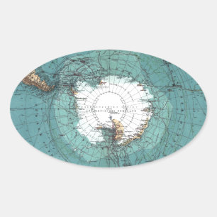 南極の地図 楕円形シール