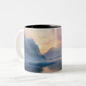 南極の夜明け：氷山と静海 ツートーンマグカップ (正面左)