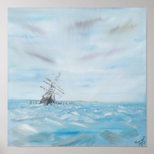 南極の氷に閉じ込められた持久力。色彩の鮮やか ポスター (正面)