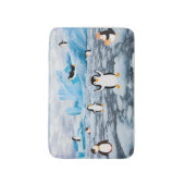 南極の氷の中の可愛いペンギン バスマット (正面縦)