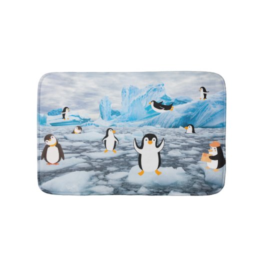 南極の氷の中の可愛いペンギン バスマット (正面)
