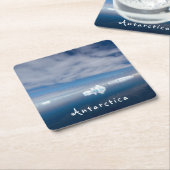 南極の風景の浮氷の写真と文字 スクエアペーパーコースター (アングル)