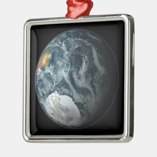 南極を強調する地球の全景 メタルオーナメント (左)