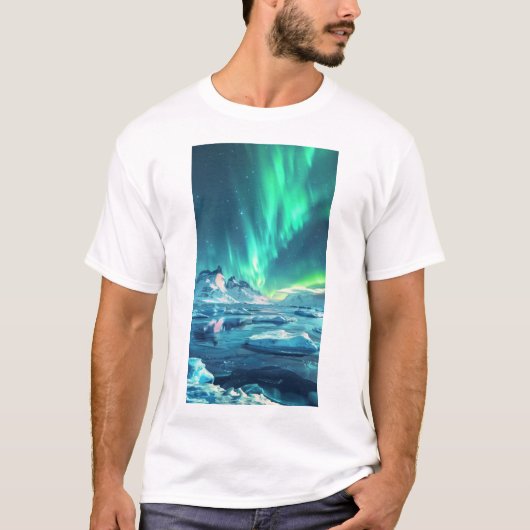 南極オーロラボレアリスパノラ実在ノラミックホライゾン Tシャツ (正面)