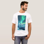 南極オーロラボレアリスパノラ実在ノラミックホライゾン Tシャツ (正面フル)