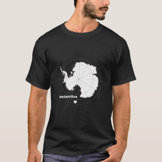 南極ハート緯度と経度 Tシャツ