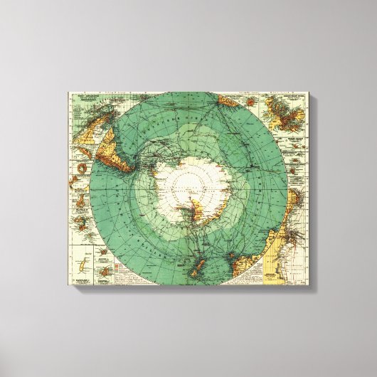 南極パノラママップ南極 キャンバスプリント (正面)