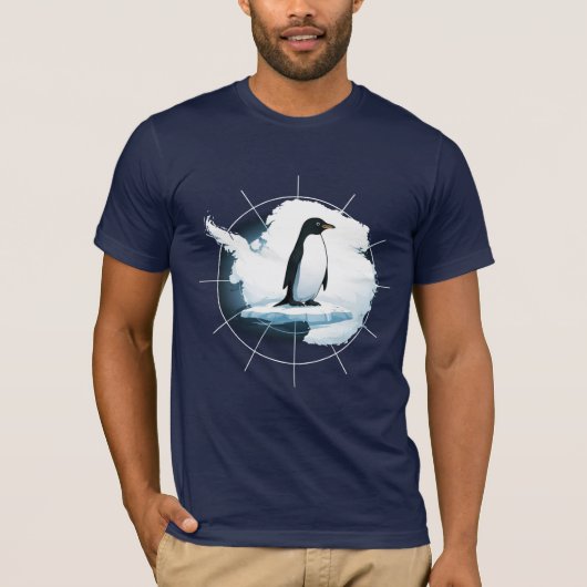 南極ペンギンエンブレム - 極地探検家のデザイン Tシャツ (正面)
