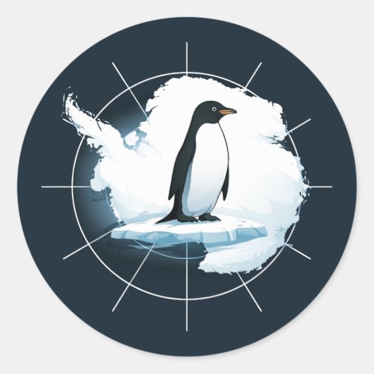 南極ペンギンエンブレム - 極地探検家デザイン ラウンドシール (正面)