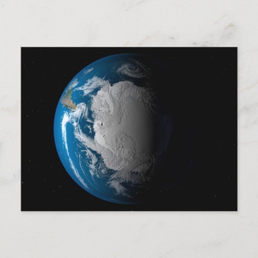 南極上空でシミュレートされた雲を示す全地球 ポストカード (正面)