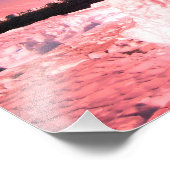 南極写真の氷河の明るいピンクの夕日 フォトプリント            (角)