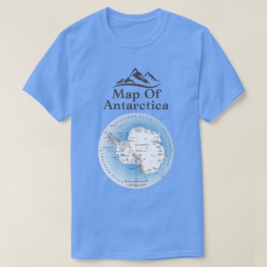 南極南大陸地理地図1 Tシャツ (デザイン正面)