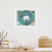 南極古地図 ポスター (キッチン)