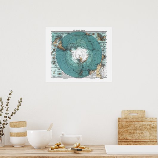 南極古地図 ポスター (キッチン)