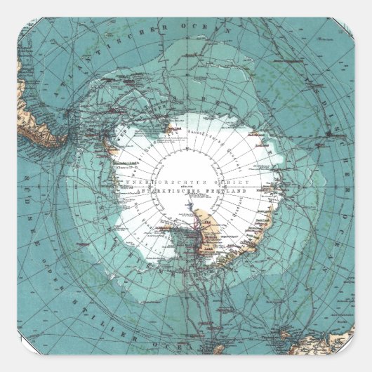 南極地図 スクエアシール (正面)