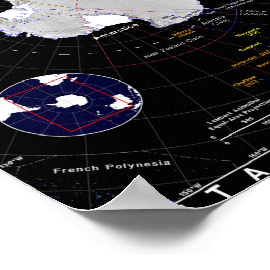 南極地図 ポスター (角)