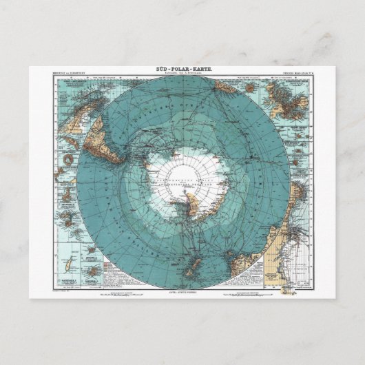 南極地図 ポストカード (正面)