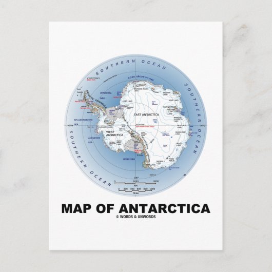 南極地図（地理学） ポストカード (正面)