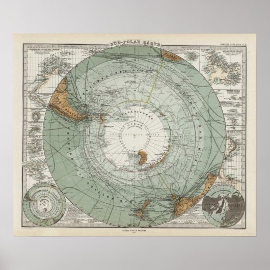 南極域地図 ポスター (正面)