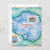 南極大陸の地図 ポストカード (正面/裏面)