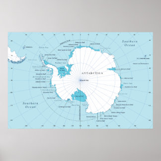 南極大陸の政治地図 ポスター